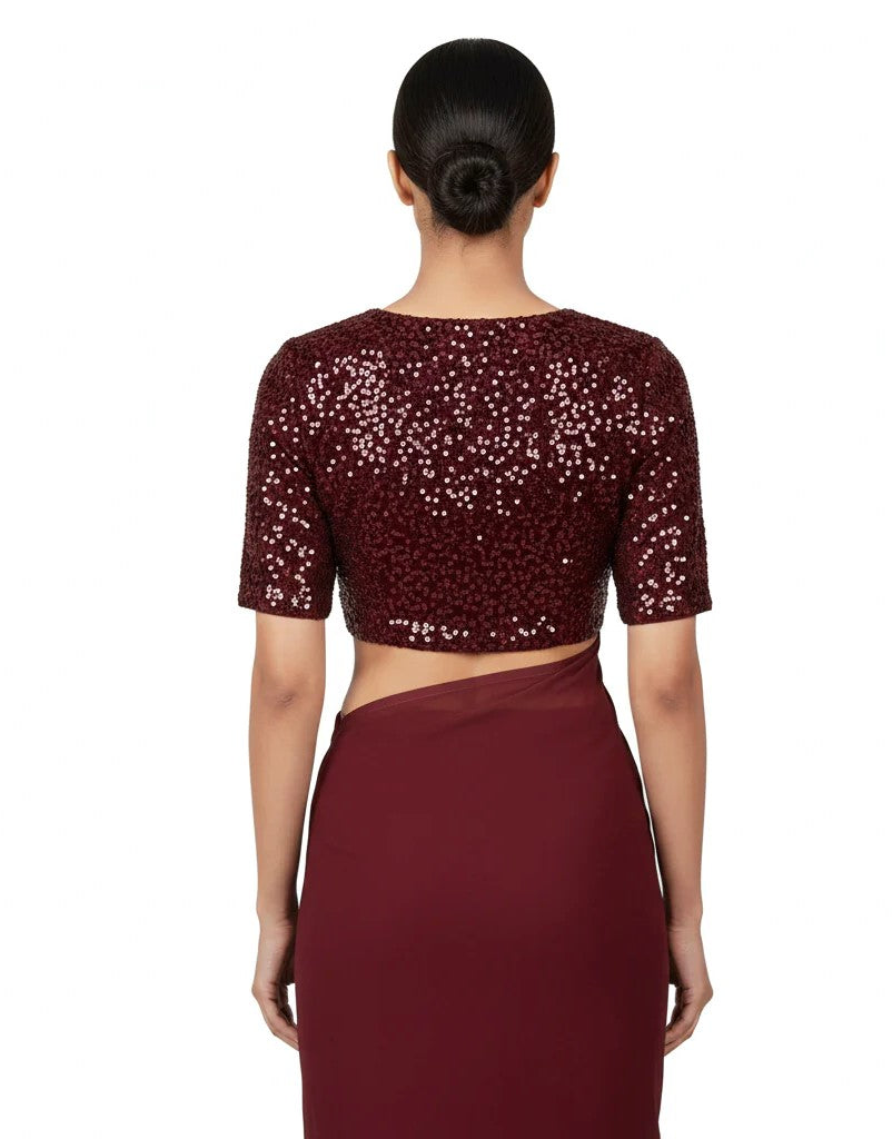 Easy to style Maroon Color Saree with Sparkle Work