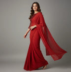 Ton-On-Ton Festive Red Saree with Sparkle Blouse