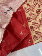 Precious digital print Silk Red Color Saree