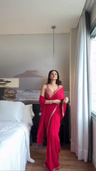 Lovely Georgette Pink Color Saree