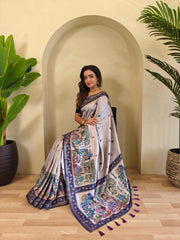 Precious Kalamkari Print Lavender Color Saree