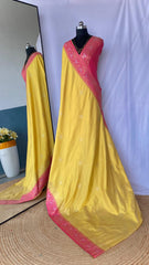 Flattering Dual Tone Silk Yellow Color Saree