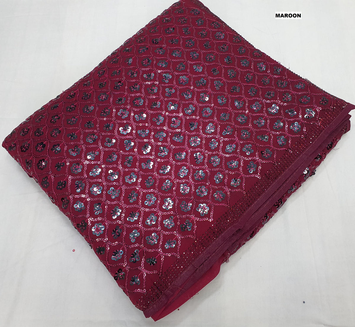Amazing Georgette Wine Color Saree