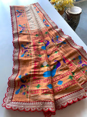 Fantastic Silk Cream Color Saree