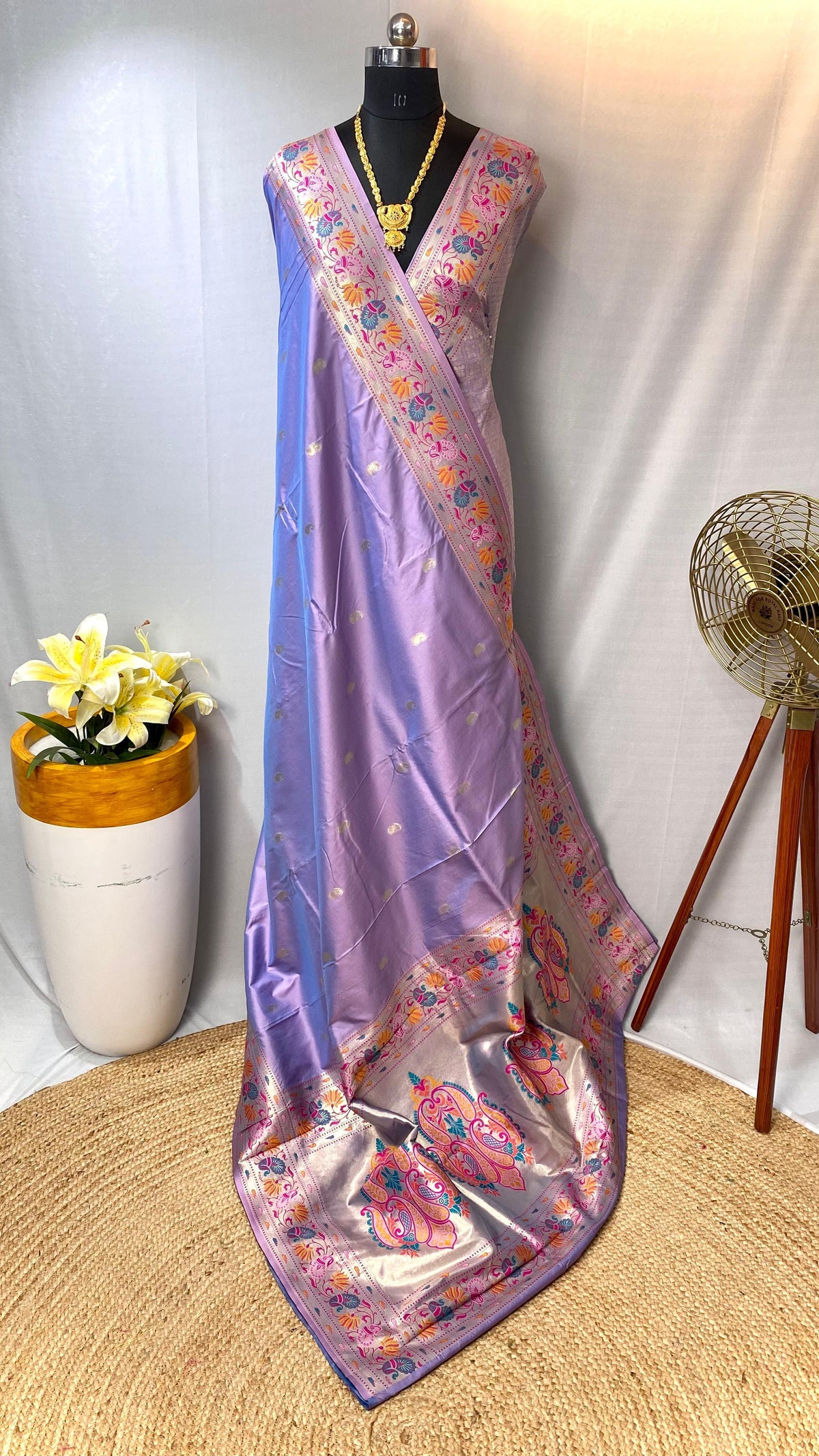 Delightful Paithani Silk Lavender Color Saree