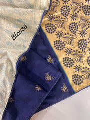 Precious digital print Silk Blue Color Saree