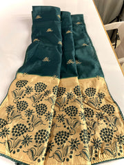 Festive Wear Digital Print Green Color Saree