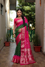 Pure Bandhej Silk Saree with Tissue Pallu