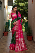 Pure Bandhej Silk Saree with Tissue Pallu