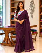 Elegant Khadi Cotton Saree with Magic Cotton Blouse