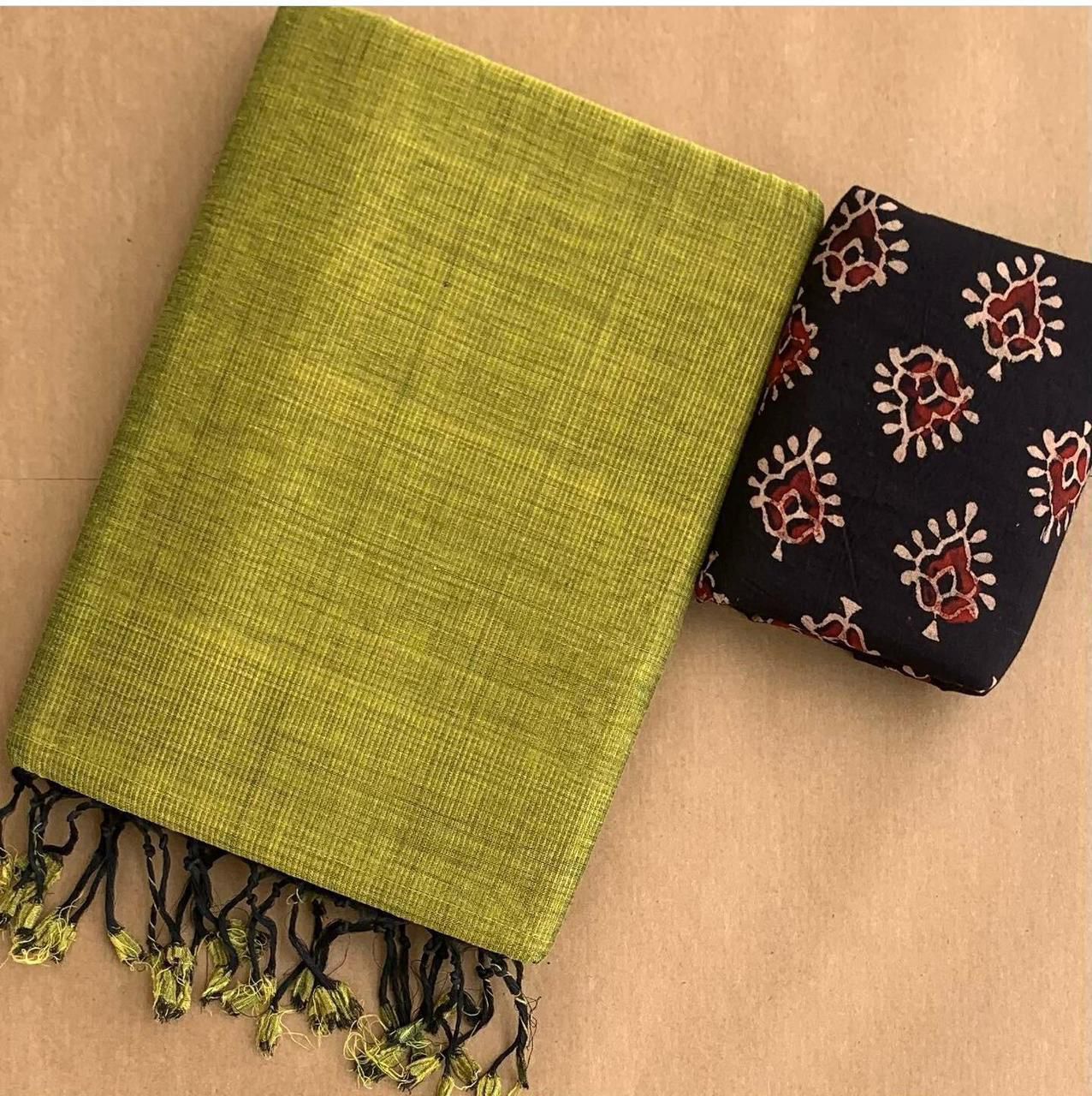 Handloom Khadi Cotton Saree with Magic Blouse