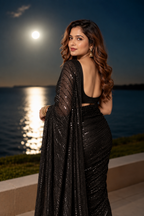 Black Shimmer Georgette Saree with Bangalore Silk Blouse