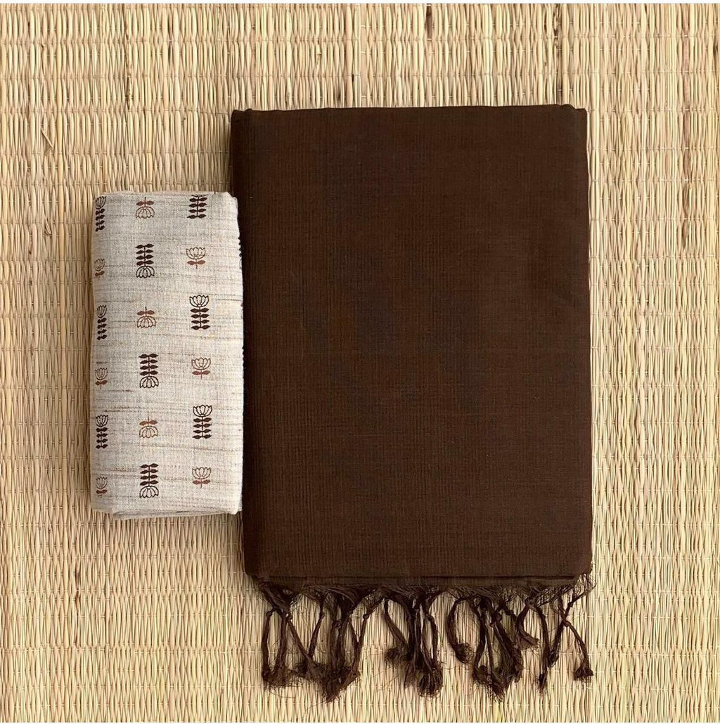 Handloom Khadi Cotton Saree with Magic Blouse