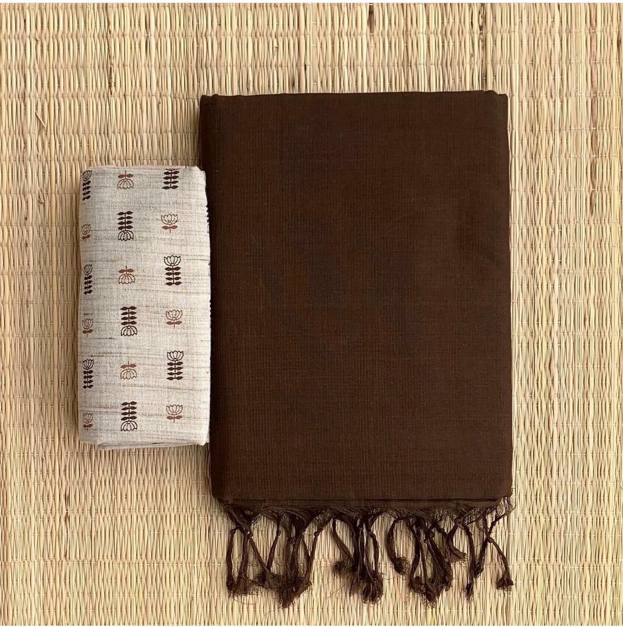 Handloom Khadi Cotton Saree with Magic Blouse