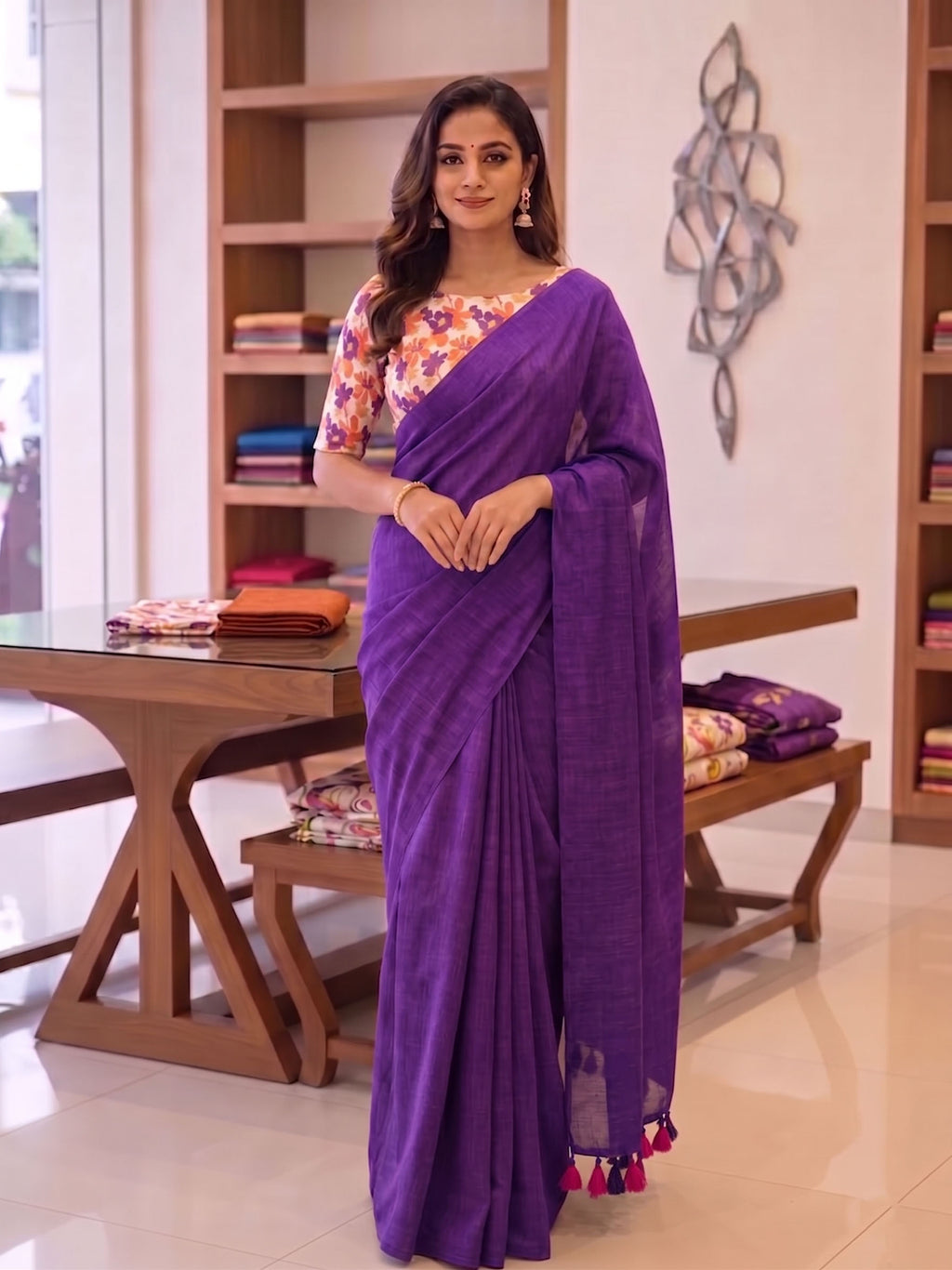 Elegant Khadi Cotton Saree with Magic Cotton Blouse