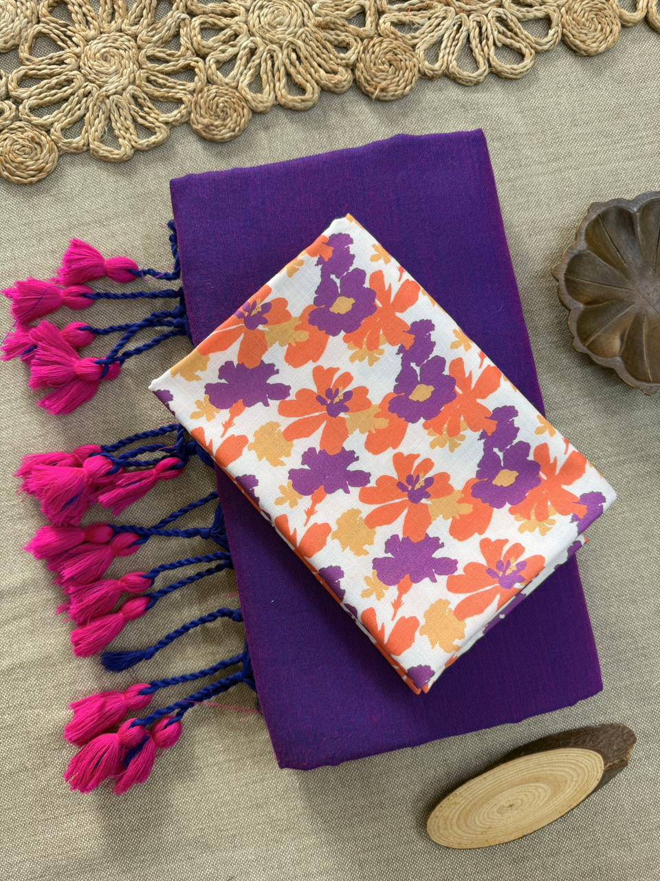 Elegant Khadi Cotton Saree with Magic Cotton Blouse