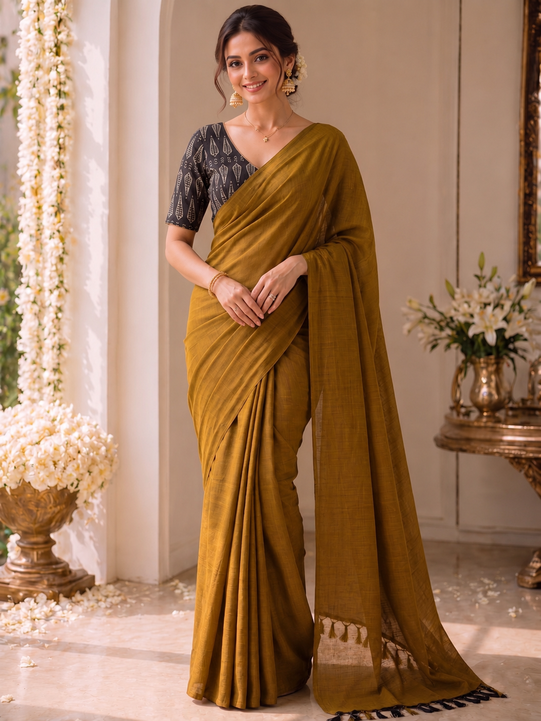 Handloom Khadi Cotton Saree with Magic Blouse