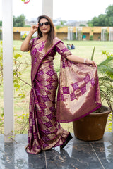 Captivating Silk Saree Rani Pink Color Saree