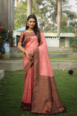 Peaceful Kanjivaram Pink Color Soft Silk Saree