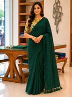 Elegant Khadi Cotton Saree with Magic Cotton Blouse