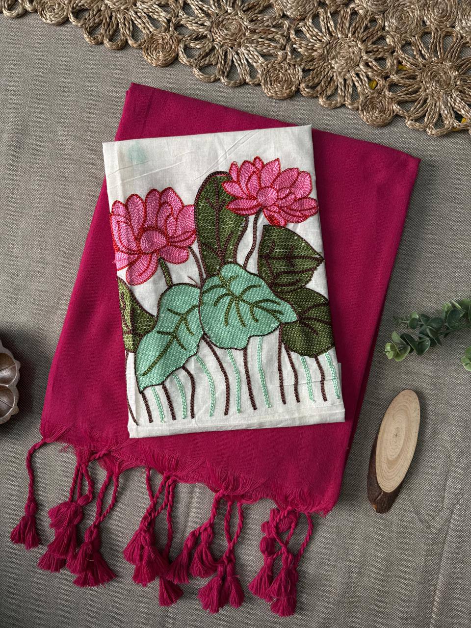 Soft Handloom Cotton Saree With Heavy Blouse