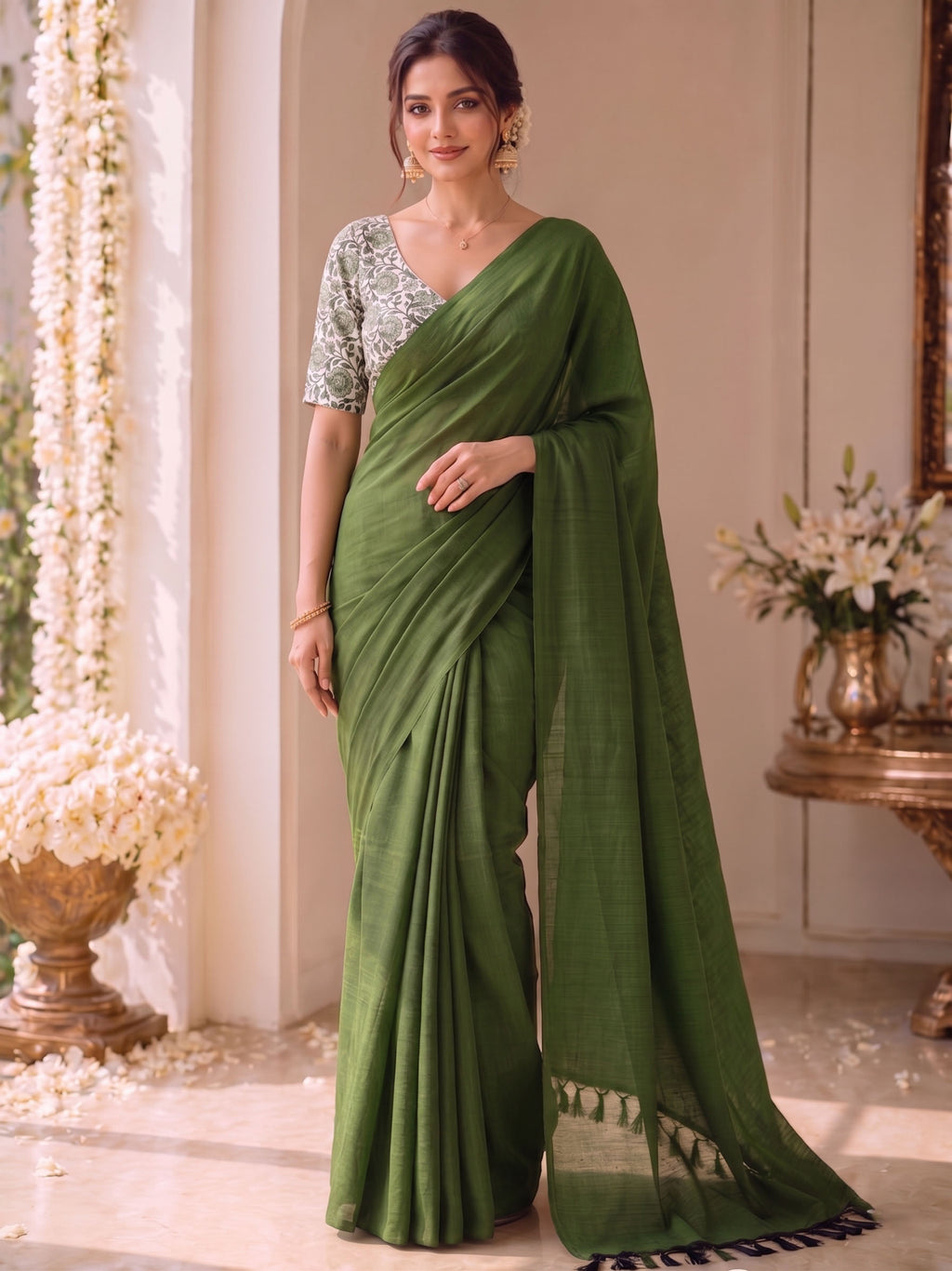 Handloom Khadi Cotton Saree with Magic Blouse