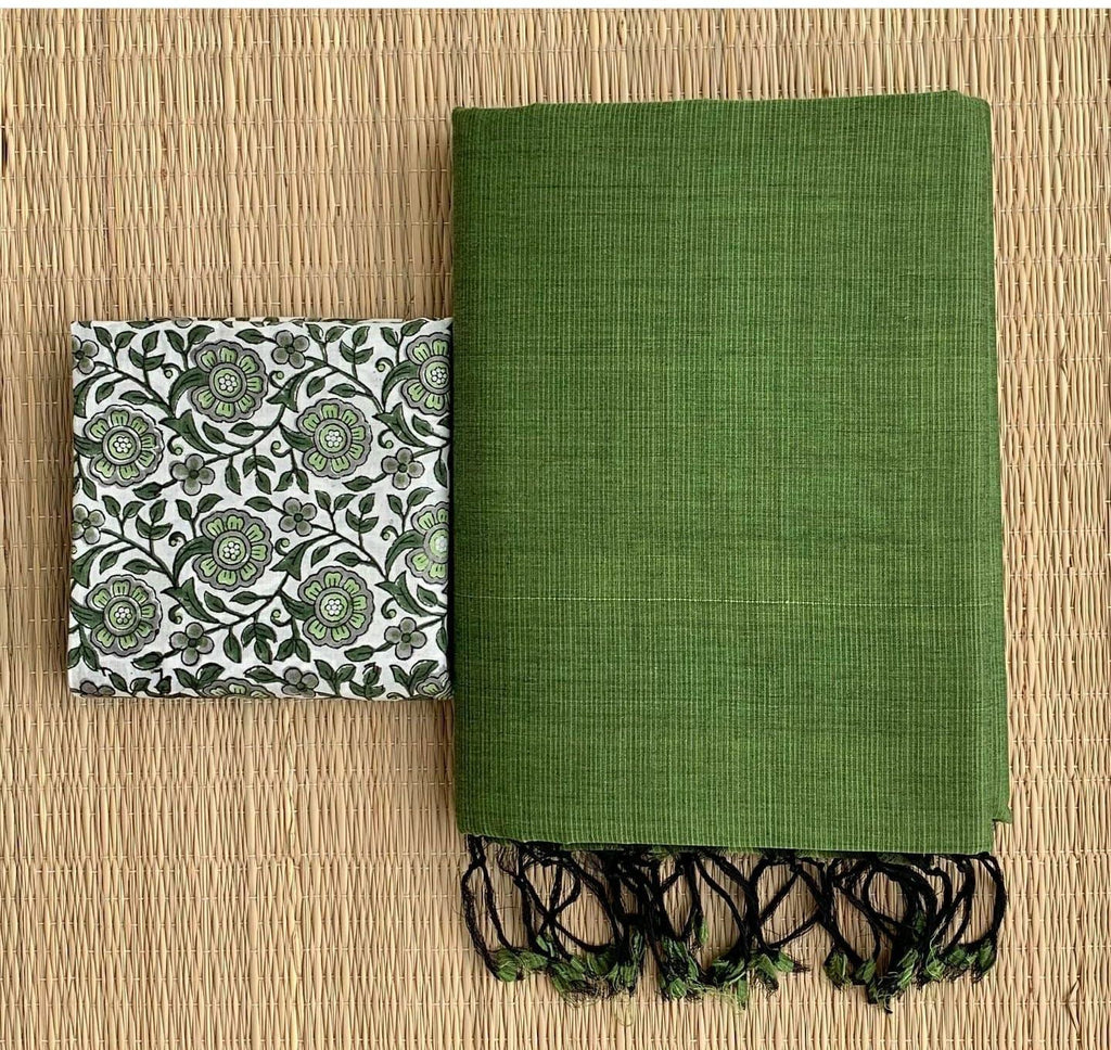 Handloom Khadi Cotton Saree with Magic Blouse