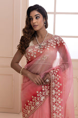 Gorgeous Hand Gota Work Pink Color Saree