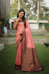 Peaceful Kanjivaram Pink Color Soft Silk Saree