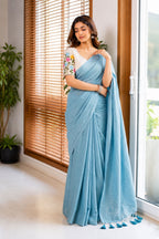 Soft Handloom Cotton Saree With Heavy Blouse