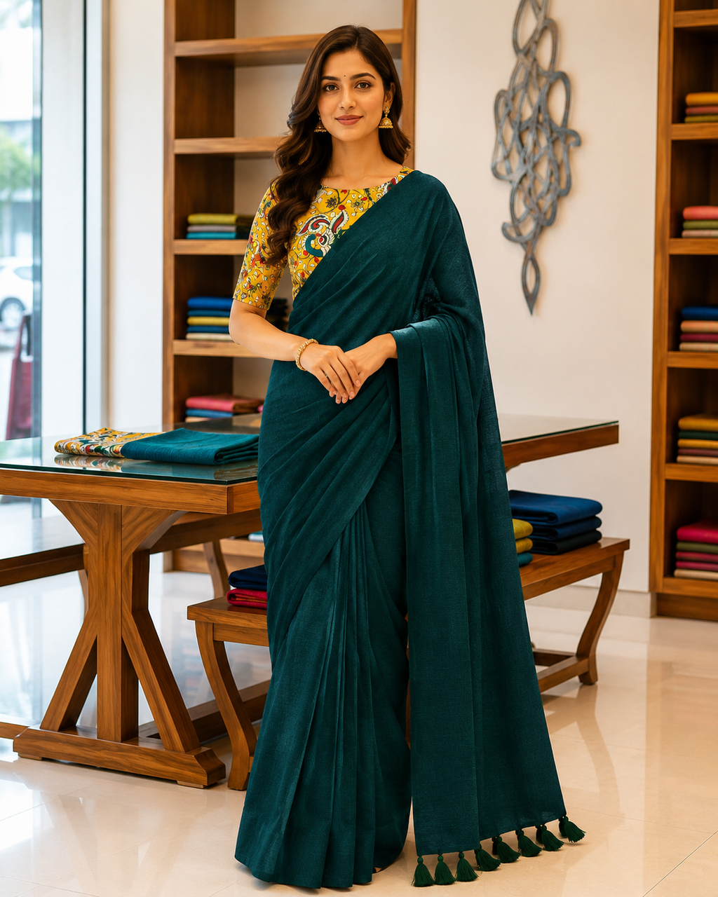 Elegant Khadi Cotton Saree with Magic Cotton Blouse