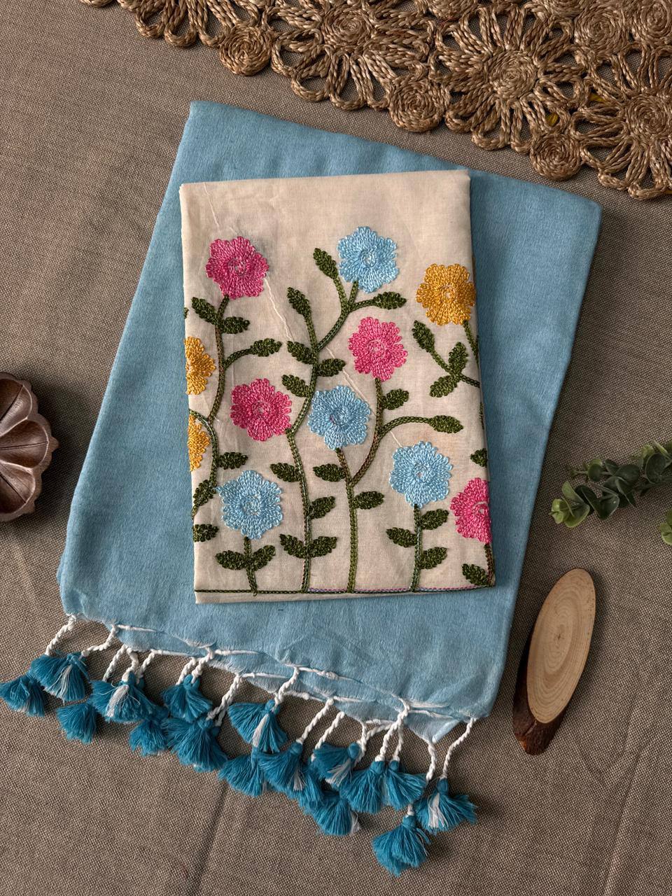 Soft Handloom Cotton Saree With Heavy Blouse