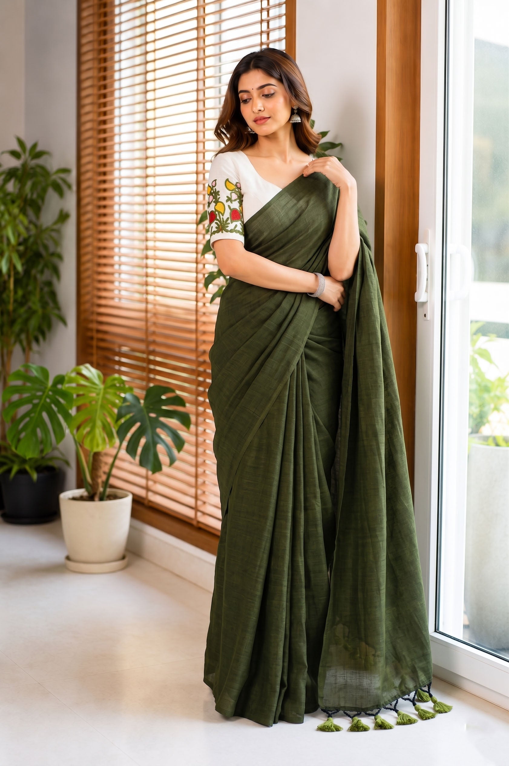 Soft Handloom Cotton Saree With Heavy Blouse