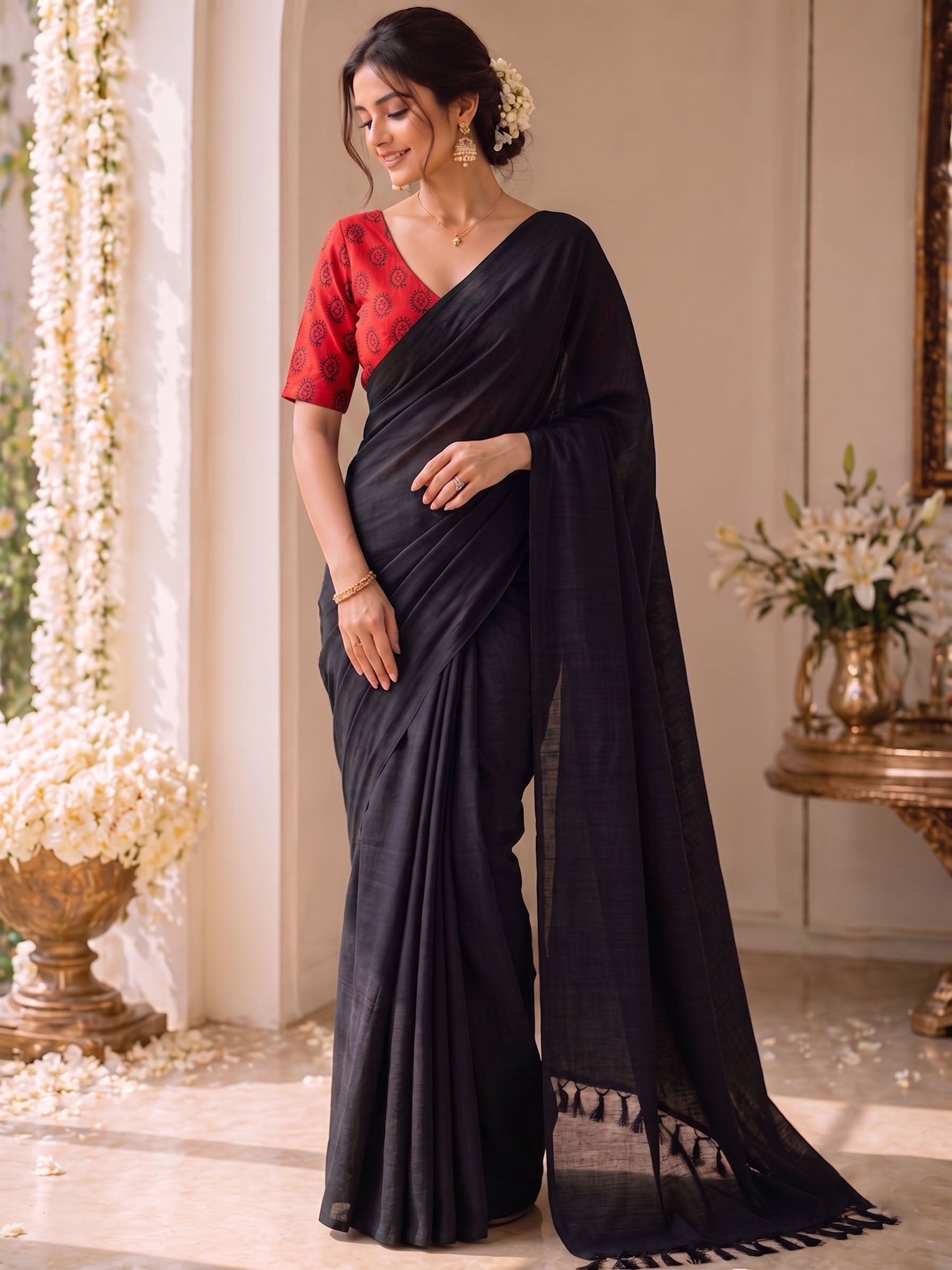 Handloom Khadi Cotton Saree with Magic Blouse