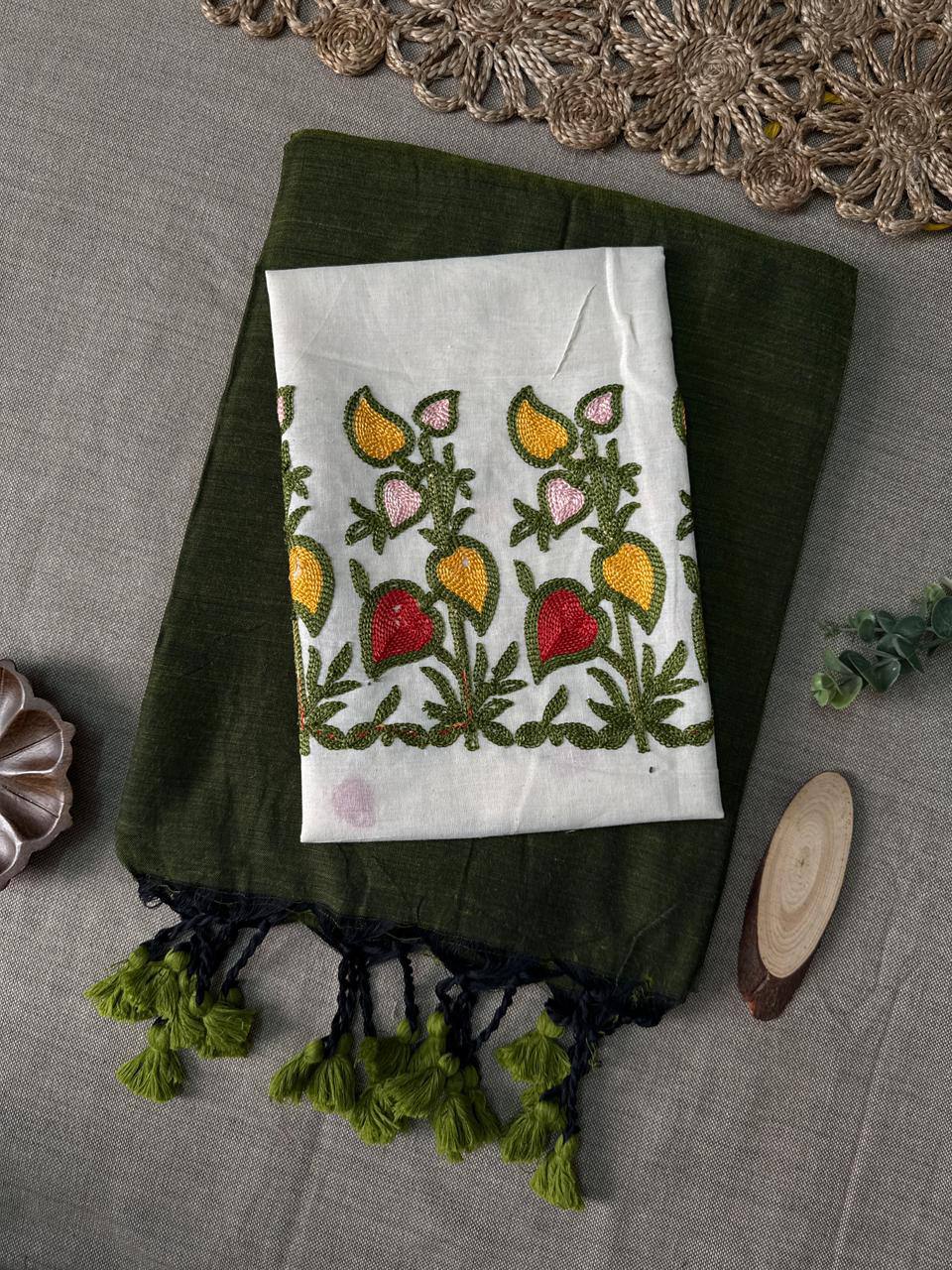 Soft Handloom Cotton Saree With Heavy Blouse