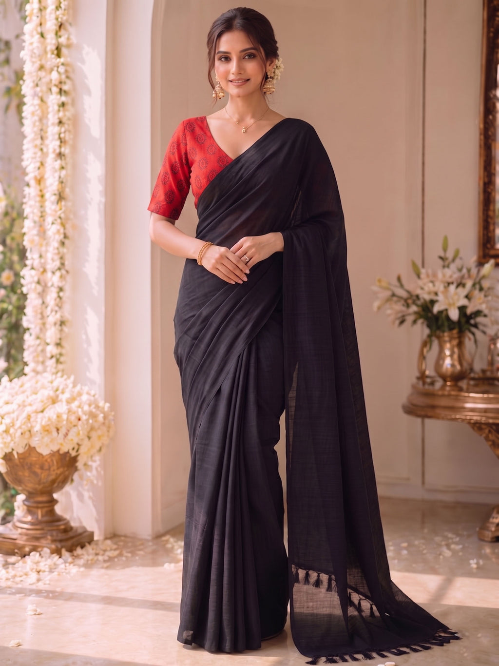 Handloom Khadi Cotton Saree with Magic Blouse