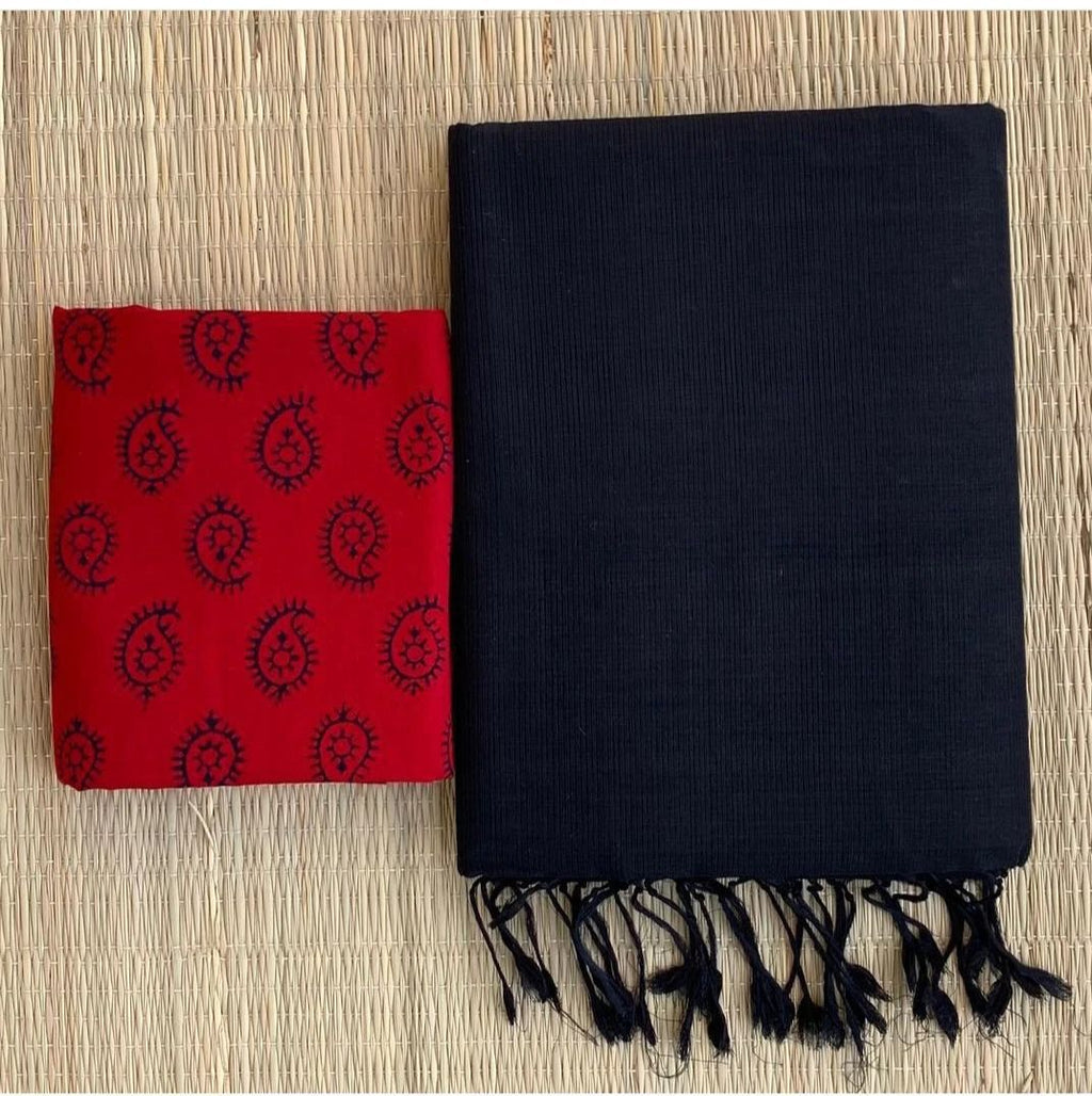 Handloom Khadi Cotton Saree with Magic Blouse