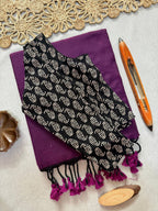 Elegant Khadi Cotton Saree with Stretchable Ajrak Print Blouse