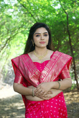 Precious Bandhej Kanjivaram Silk Pink Color Saree