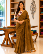 Elegant Khadi Cotton Saree with Magic Cotton Blouse
