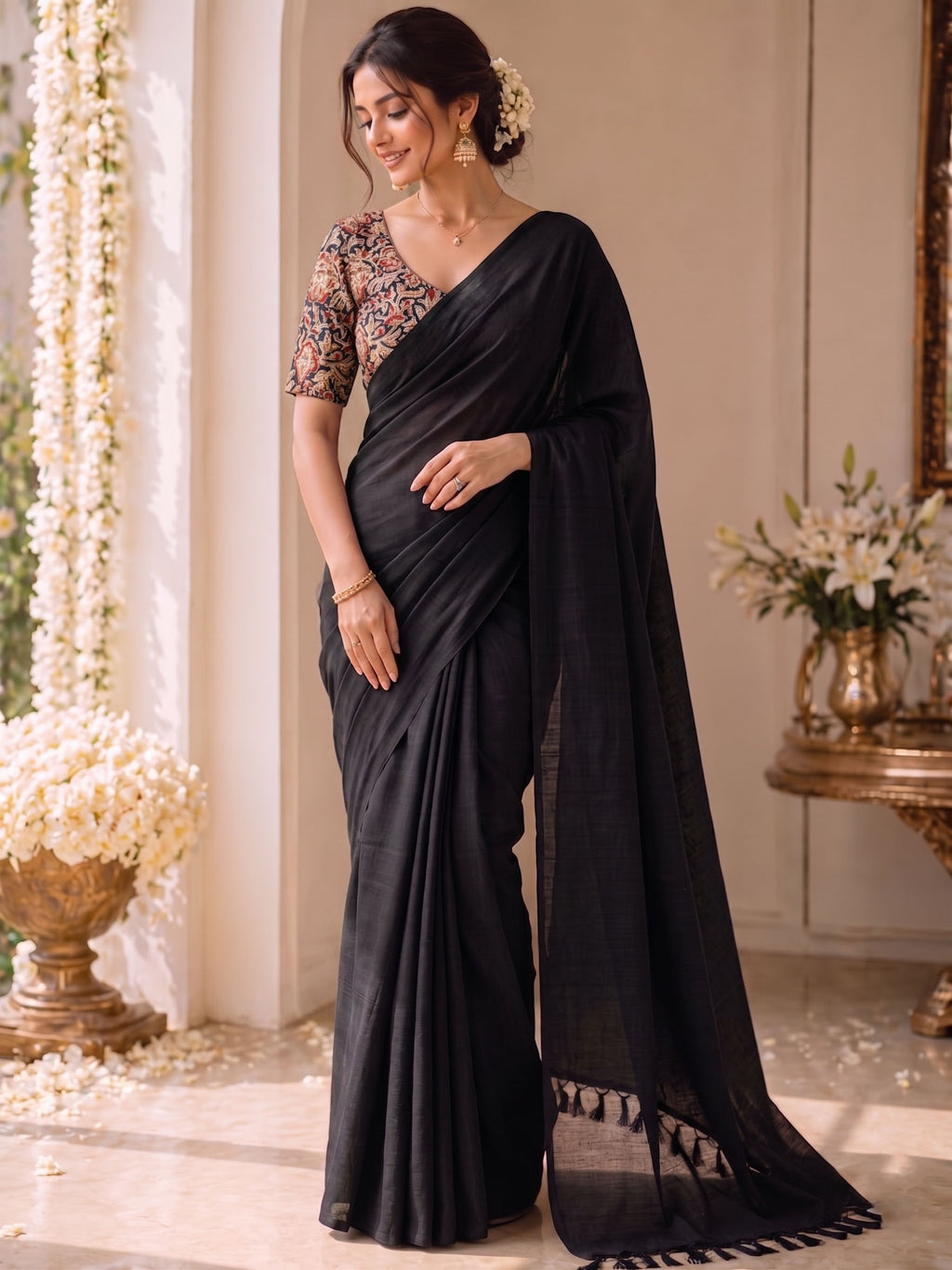 Handloom Khadi Cotton Saree with Magic Blouse