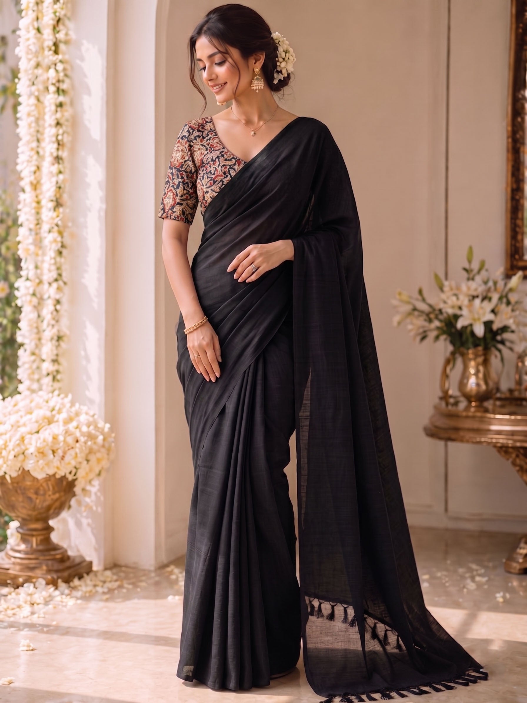 Handloom Khadi Cotton Saree with Magic Blouse