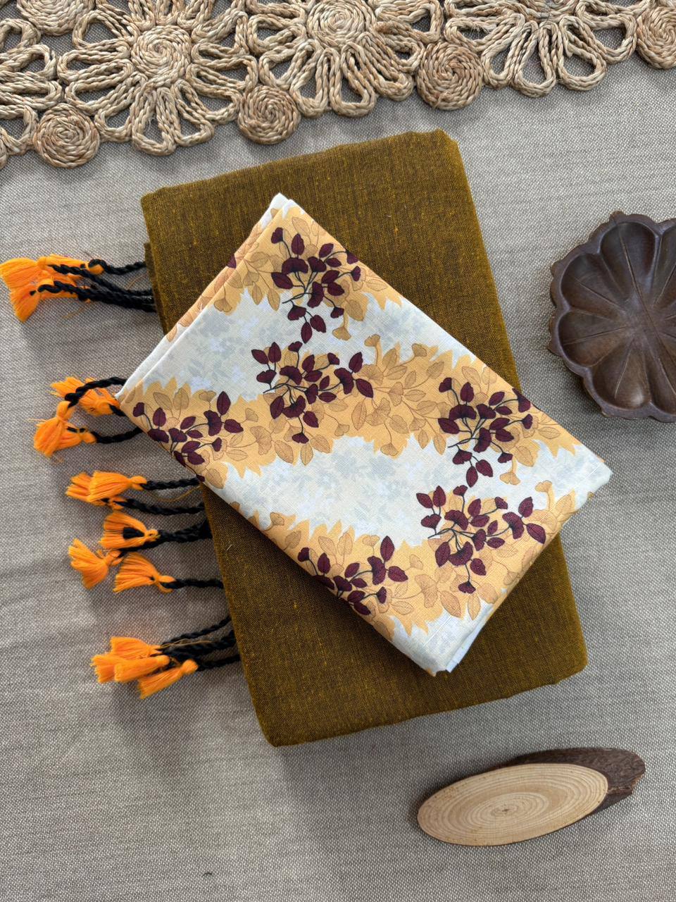 Elegant Khadi Cotton Saree with Magic Cotton Blouse