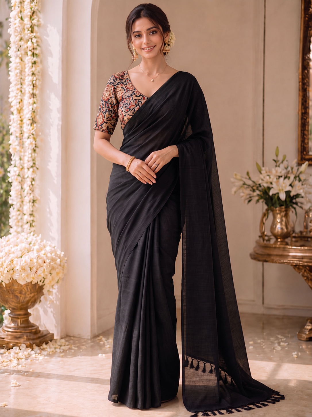 Handloom Khadi Cotton Saree with Magic Blouse