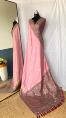 Flattering Dual Tone Silk Light Pink Color Saree