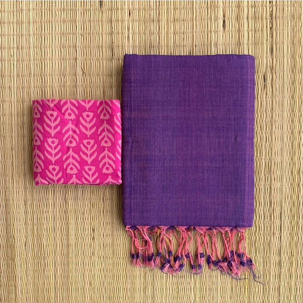 Handloom Khadi Cotton Saree with Magic Blouse