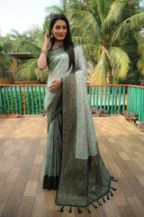 Classic Kanjivaram Soft Silk Dark Parrot Green Color Wedding Wear Saree