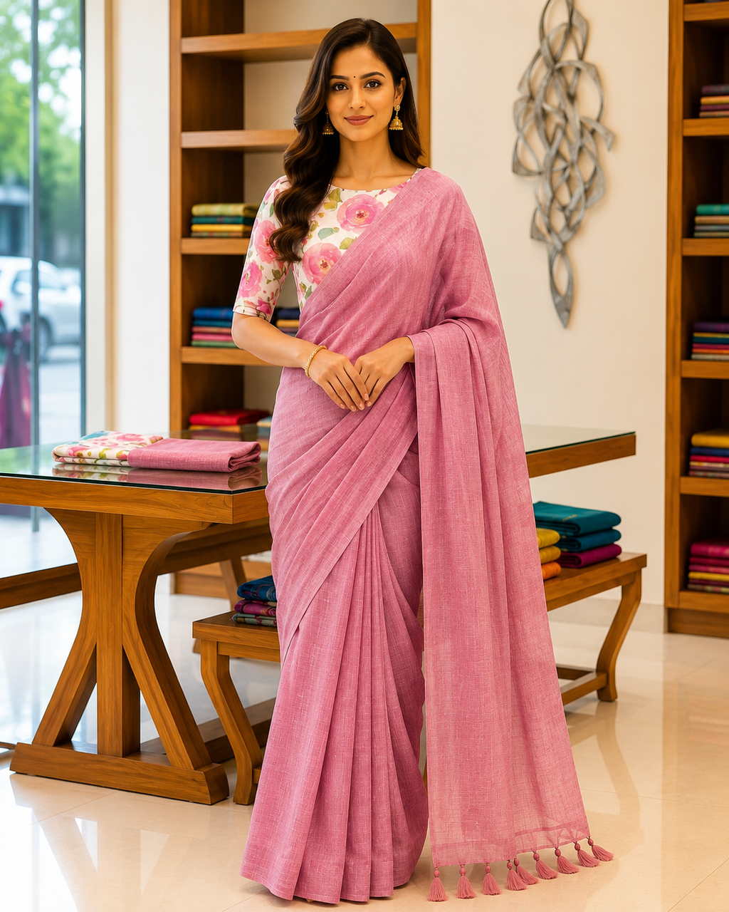Elegant Khadi Cotton Saree with Magic Cotton Blouse