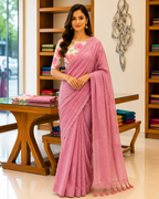 Elegant Khadi Cotton Saree with Magic Cotton Blouse