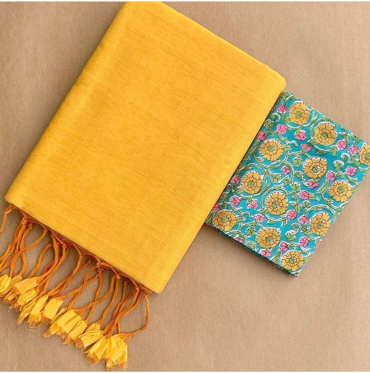 Handloom Khadi Cotton Saree with Magic Blouse